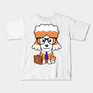 Funny poodle is on the way to work Kids T-Shirt